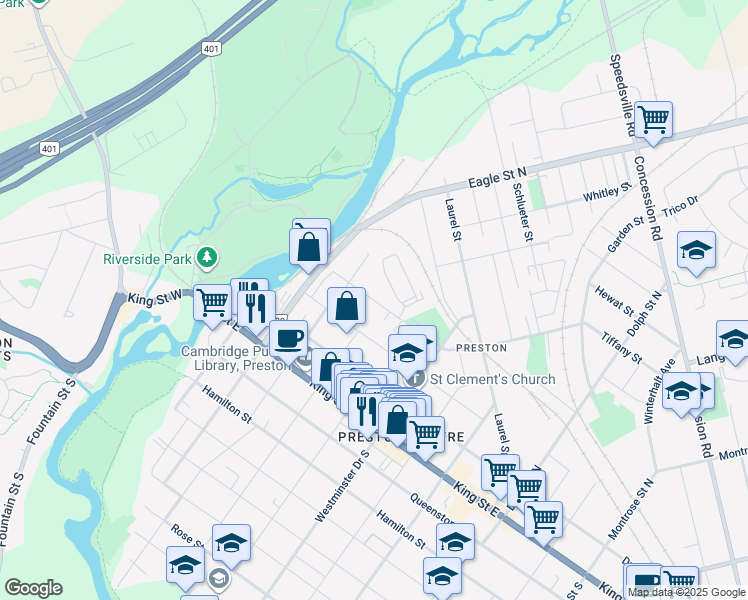 map of restaurants, bars, coffee shops, grocery stores, and more near 505 Margaret Street in Cambridge
