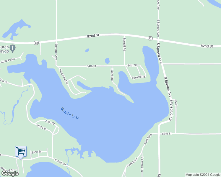 map of restaurants, bars, coffee shops, grocery stores, and more near 2110 84th Street in Newaygo