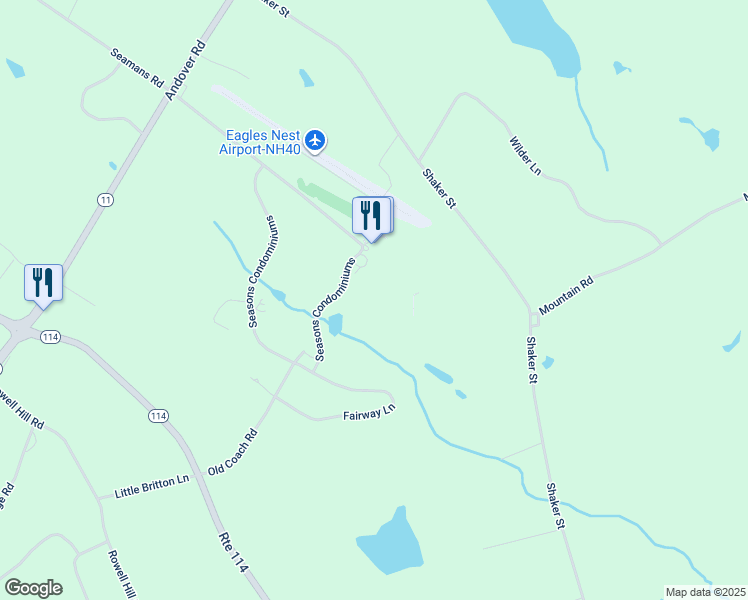 map of restaurants, bars, coffee shops, grocery stores, and more near 3 The Seasons in New London