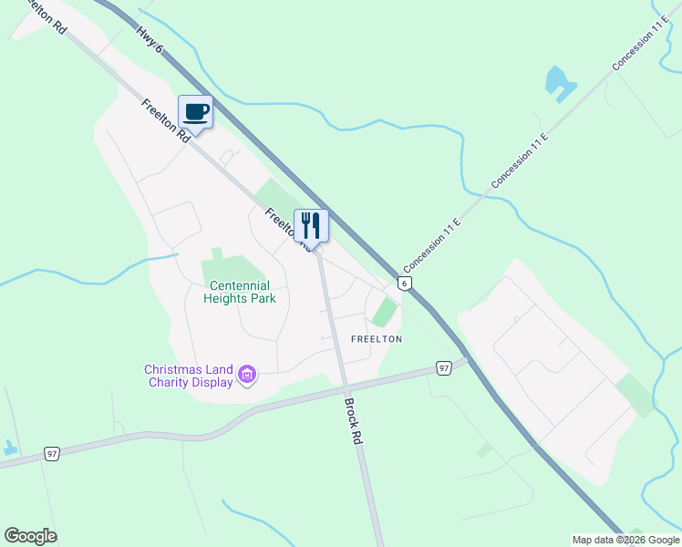 map of restaurants, bars, coffee shops, grocery stores, and more near 113 Freelton Road in Hamilton
