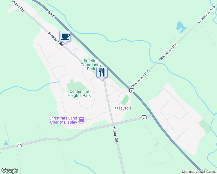 map of restaurants, bars, coffee shops, grocery stores, and more near 1822 Brock Road in Hamilton