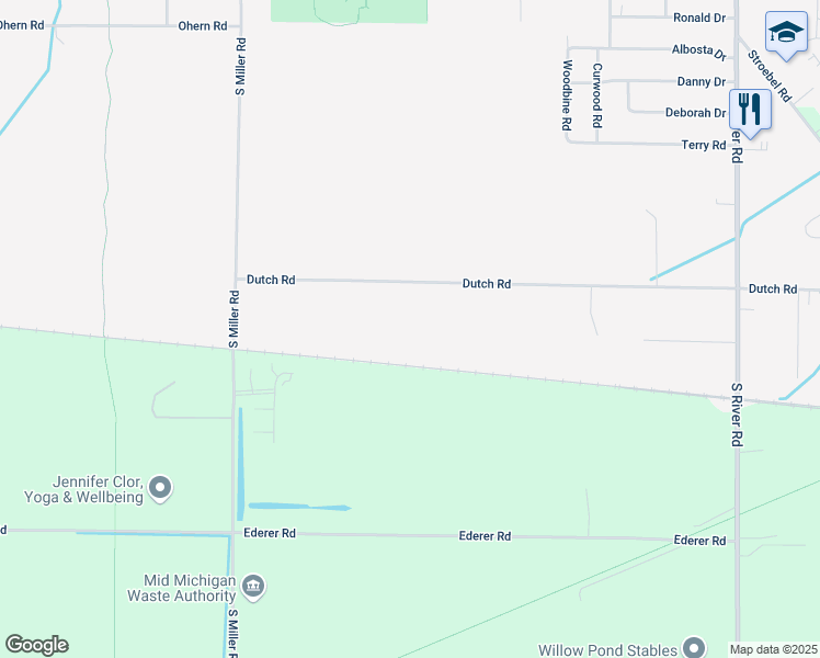map of restaurants, bars, coffee shops, grocery stores, and more near 7000 Dutch Road in Saginaw