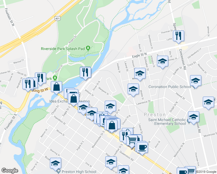 map of restaurants, bars, coffee shops, grocery stores, and more near 565 Margaret Street in Cambridge