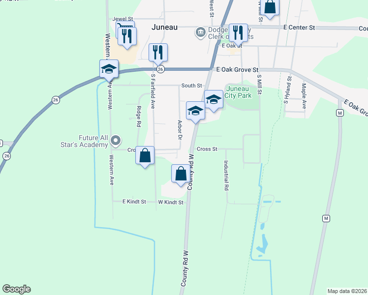 map of restaurants, bars, coffee shops, grocery stores, and more near 452 Arbor Drive in Juneau