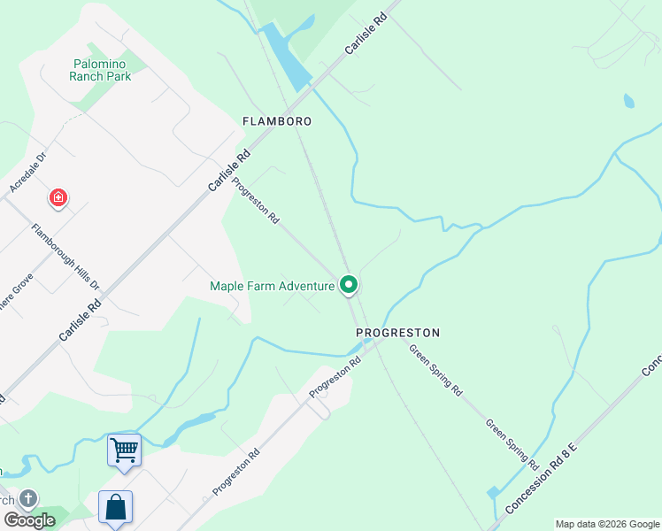 map of restaurants, bars, coffee shops, grocery stores, and more near 1416 Progreston Road in Hamilton