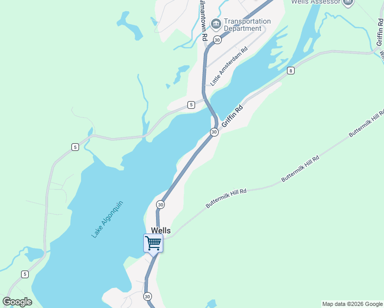 map of restaurants, bars, coffee shops, grocery stores, and more near 1445 New York 30 in Wells