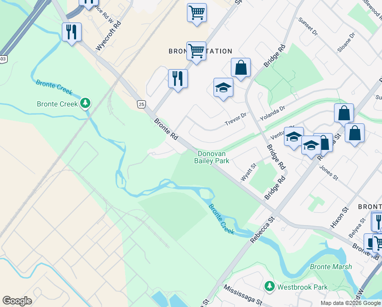 map of restaurants, bars, coffee shops, grocery stores, and more near 464 Valhalla Court in Oakville
