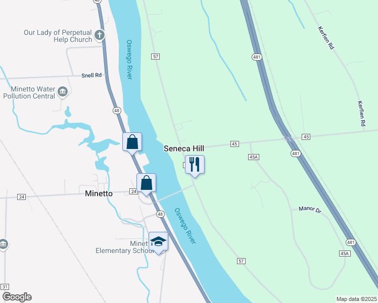 map of restaurants, bars, coffee shops, grocery stores, and more near in Seneca Hill