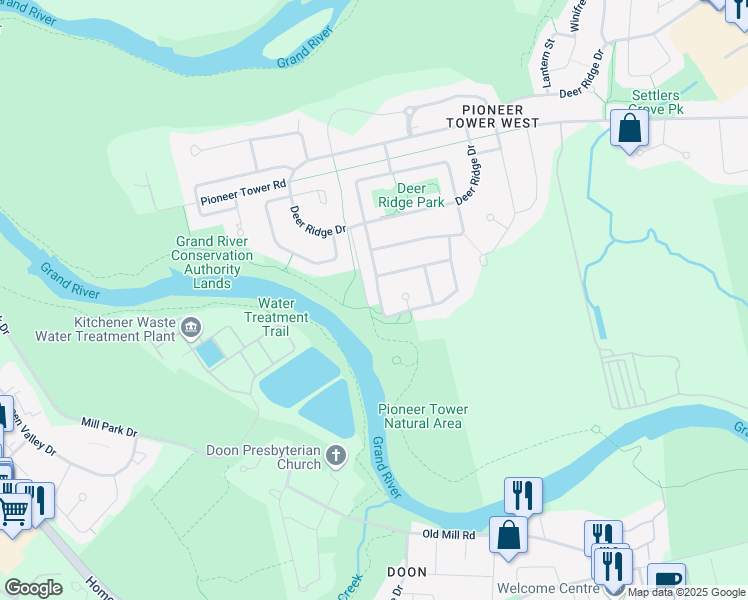 map of restaurants, bars, coffee shops, grocery stores, and more near 258 Joseph Schoerg Crescent in Kitchener