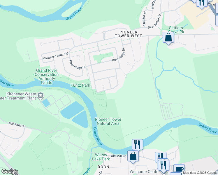 map of restaurants, bars, coffee shops, grocery stores, and more near 305 Joseph Schoerg Crescent in Kitchener