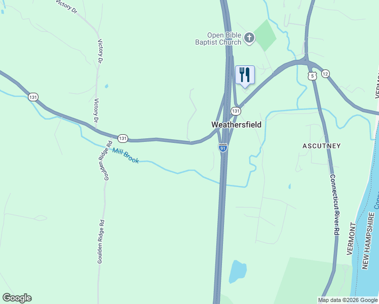 map of restaurants, bars, coffee shops, grocery stores, and more near 638 Vermont 131 in Windsor