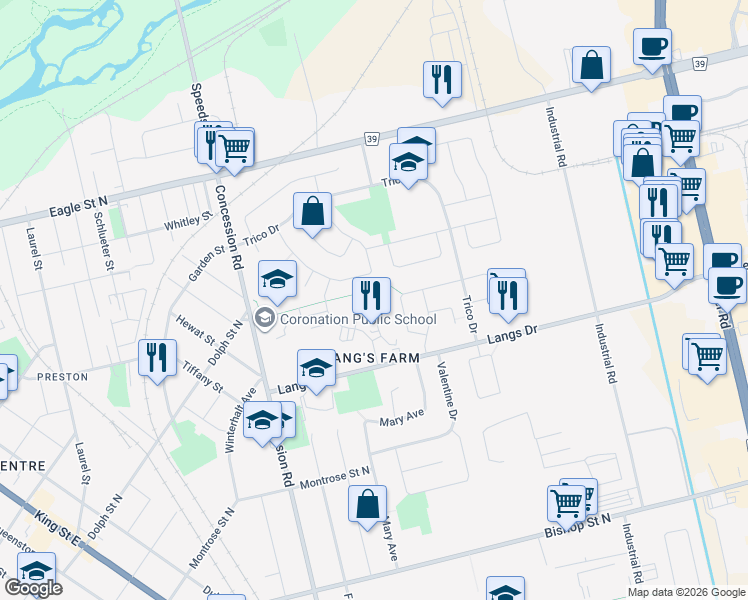map of restaurants, bars, coffee shops, grocery stores, and more near 793 Patterson Place in Cambridge