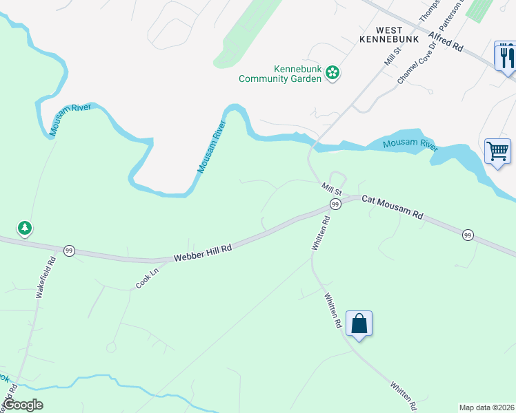 map of restaurants, bars, coffee shops, grocery stores, and more near 1 Hammond Road in Kennebunk