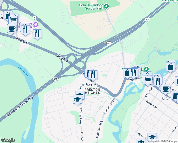 map of restaurants, bars, coffee shops, grocery stores, and more near 367 Hillcrest Road in Cambridge