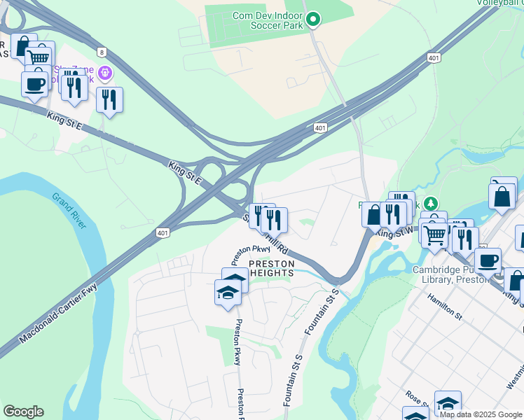 map of restaurants, bars, coffee shops, grocery stores, and more near 367 Hillcrest Road in Cambridge