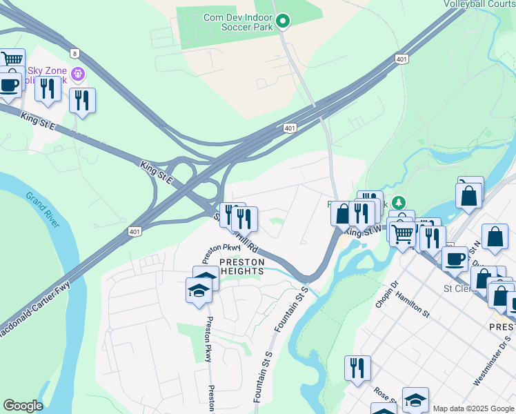 map of restaurants, bars, coffee shops, grocery stores, and more near 302 Hillcrest Road in Cambridge
