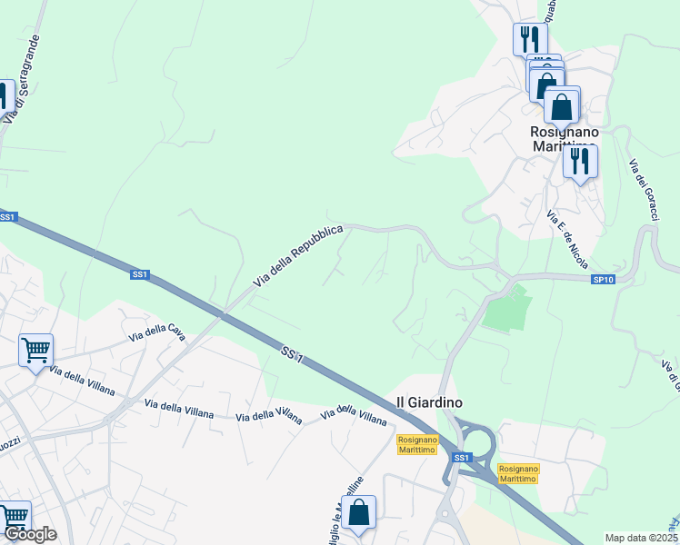 map of restaurants, bars, coffee shops, grocery stores, and more near 40 Località il Ginestraio in Provincia di Livorno