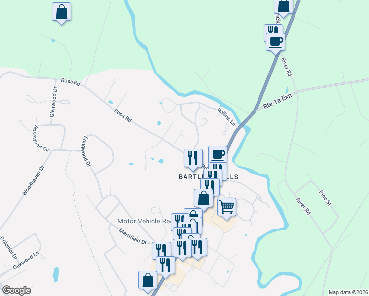 map of restaurants, bars, coffee shops, grocery stores, and more near 15 Ross Road in Kennebunk