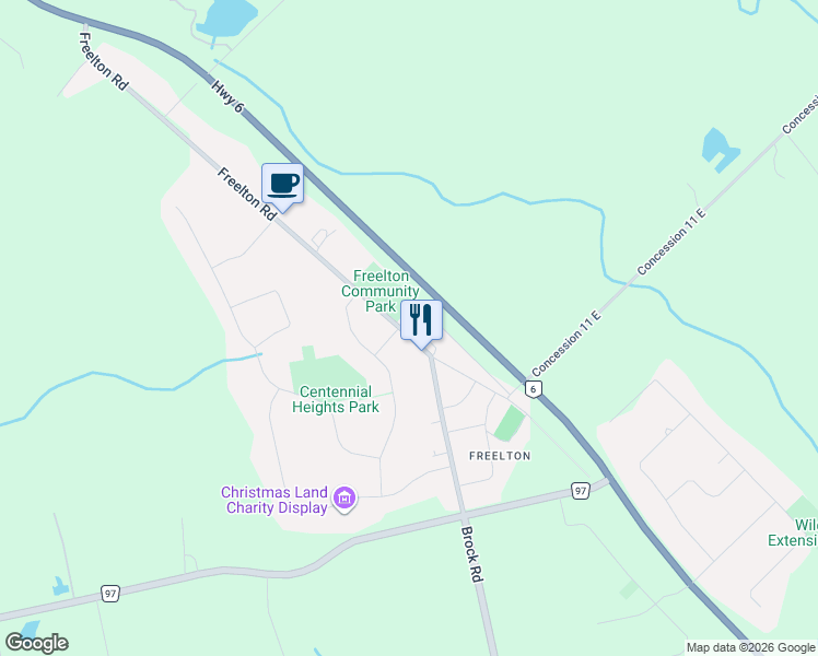 map of restaurants, bars, coffee shops, grocery stores, and more near 143 Freelton Road in Hamilton