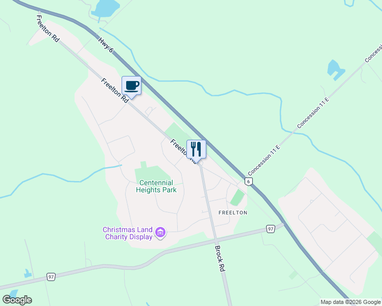 map of restaurants, bars, coffee shops, grocery stores, and more near 143 Freelton Road in Hamilton