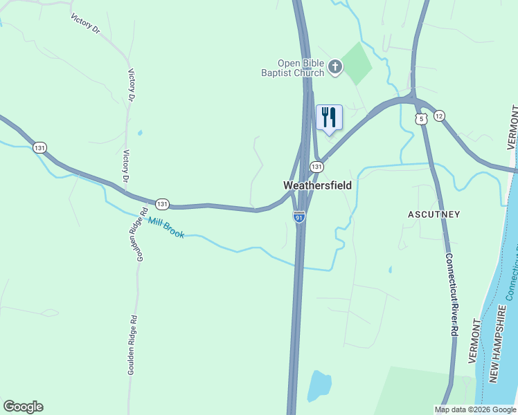 map of restaurants, bars, coffee shops, grocery stores, and more near 638 Vermont 131 in Windsor