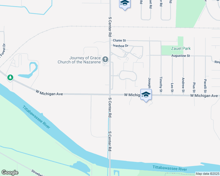 map of restaurants, bars, coffee shops, grocery stores, and more near 1471 South Center Road in Saginaw