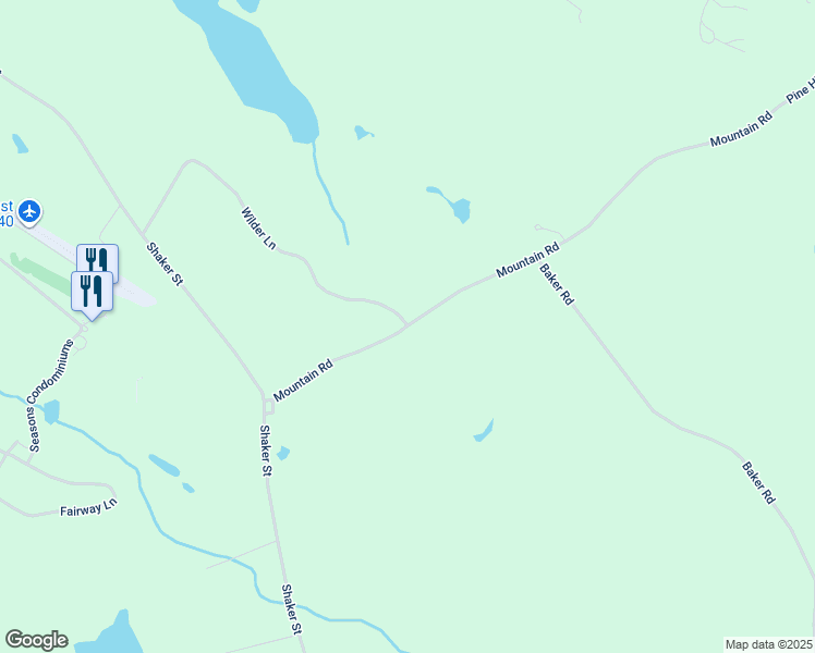 map of restaurants, bars, coffee shops, grocery stores, and more near 46 Mountain Road in New London