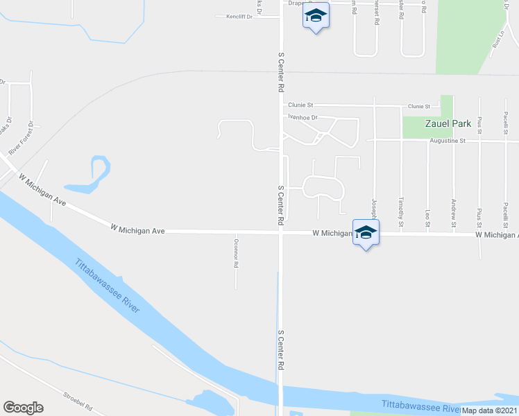 map of restaurants, bars, coffee shops, grocery stores, and more near 1410 South Center Road in Saginaw