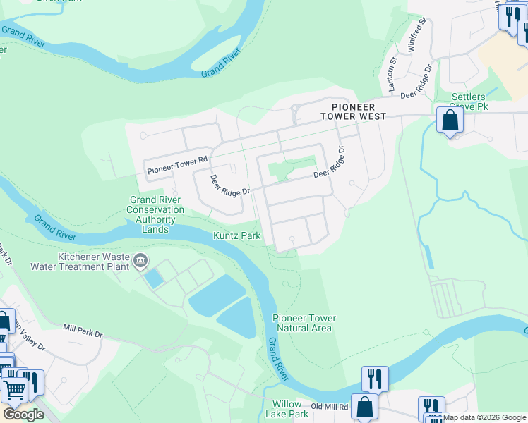 map of restaurants, bars, coffee shops, grocery stores, and more near 220 Joseph Schoerg Crescent in Kitchener