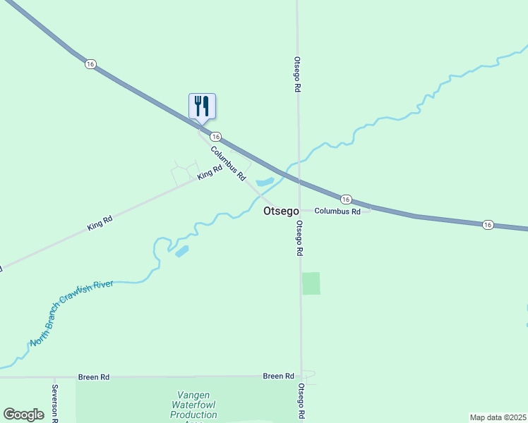 map of restaurants, bars, coffee shops, grocery stores, and more near W3331 Columbus Road in Columbus