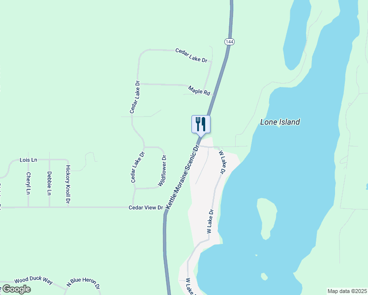 map of restaurants, bars, coffee shops, grocery stores, and more near 5791 State Highway 144 in West Bend