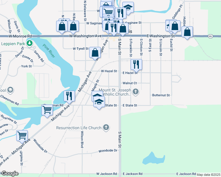 map of restaurants, bars, coffee shops, grocery stores, and more near 201 Chestnut Street in St. Louis