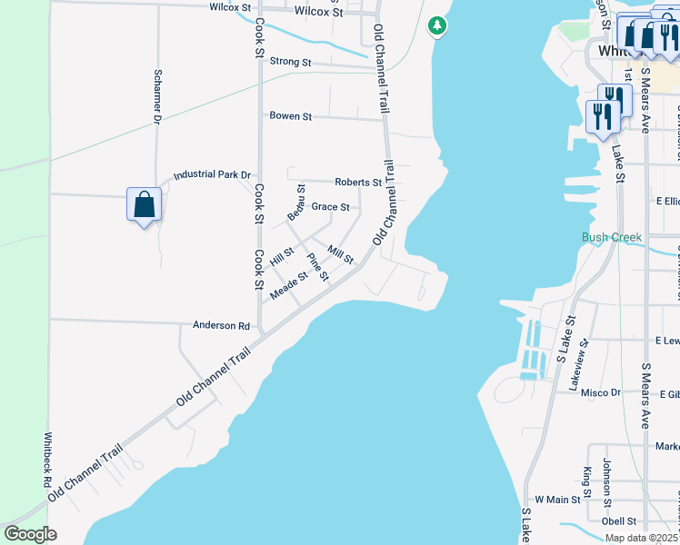 map of restaurants, bars, coffee shops, grocery stores, and more near 7897 Old Channel Trail in Montague