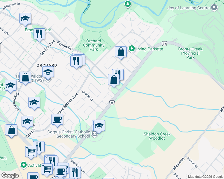 map of restaurants, bars, coffee shops, grocery stores, and more near in Burlington