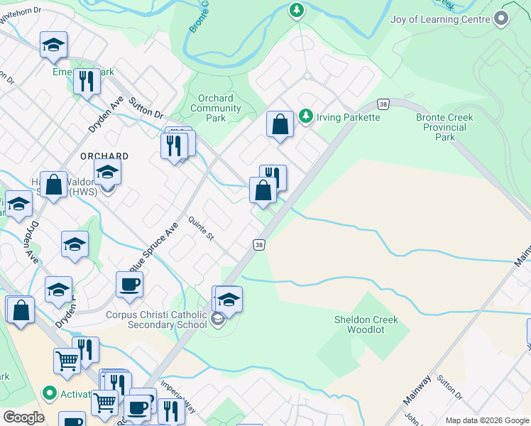 map of restaurants, bars, coffee shops, grocery stores, and more near in Burlington