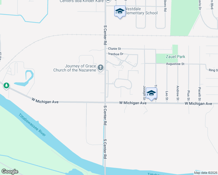 map of restaurants, bars, coffee shops, grocery stores, and more near 1391 South Center Road in Saginaw
