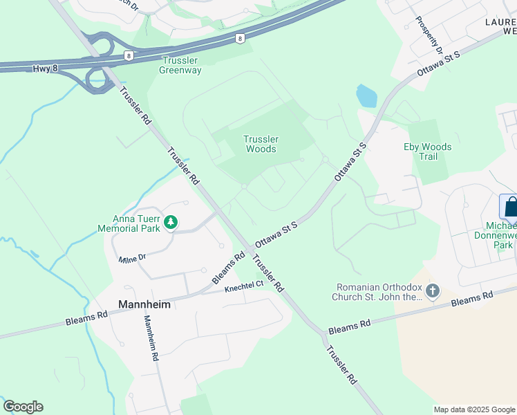 map of restaurants, bars, coffee shops, grocery stores, and more near in Kitchener