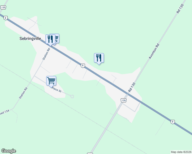 map of restaurants, bars, coffee shops, grocery stores, and more near 185 Huron Road in Sebringville