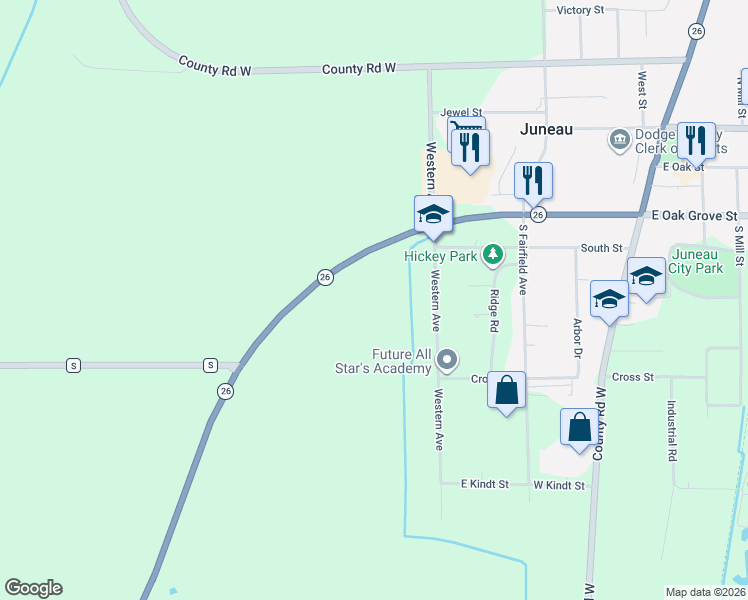 map of restaurants, bars, coffee shops, grocery stores, and more near 401 Western Avenue in Juneau