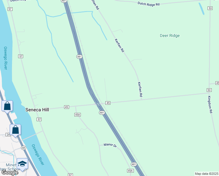 map of restaurants, bars, coffee shops, grocery stores, and more near 16 Lane Drive in Oswego