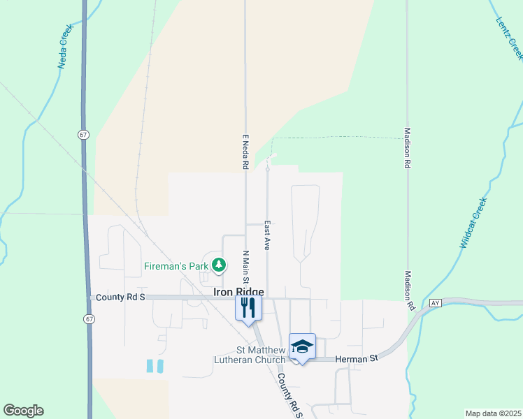 map of restaurants, bars, coffee shops, grocery stores, and more near 220 North Main Street in Iron Ridge