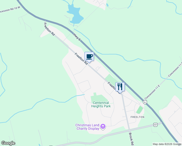 map of restaurants, bars, coffee shops, grocery stores, and more near 241 Freelton Road in Hamilton