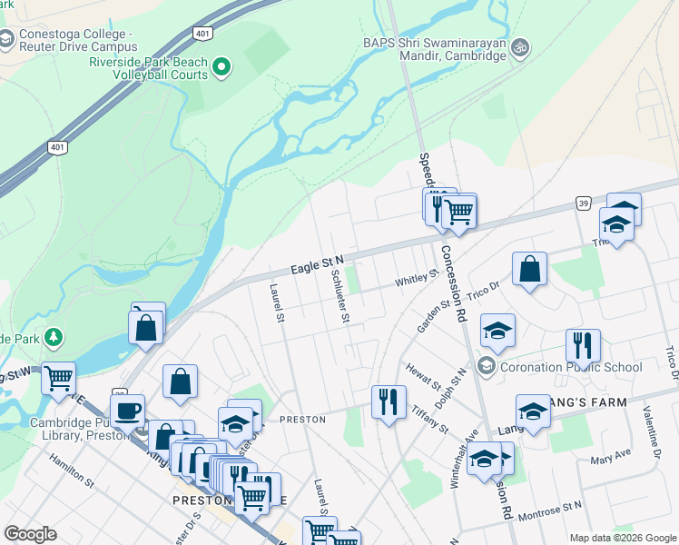 map of restaurants, bars, coffee shops, grocery stores, and more near 934 Eagle Street North in Cambridge