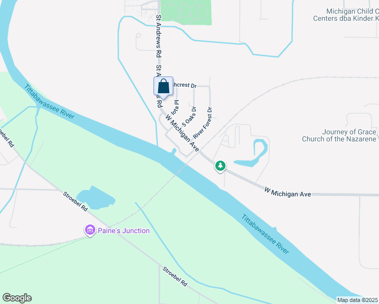 map of restaurants, bars, coffee shops, grocery stores, and more near 1263 River Forest Drive in Saginaw