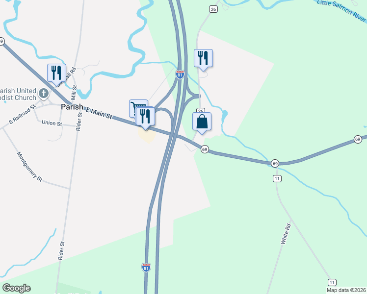 map of restaurants, bars, coffee shops, grocery stores, and more near 10 Carlton Drive in Parish