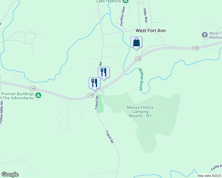 map of restaurants, bars, coffee shops, grocery stores, and more near 10382 New York 149 in Fort Ann