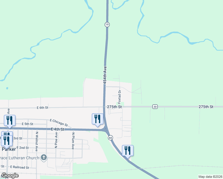 map of restaurants, bars, coffee shops, grocery stores, and more near 639 Apple Creek Road in Parker