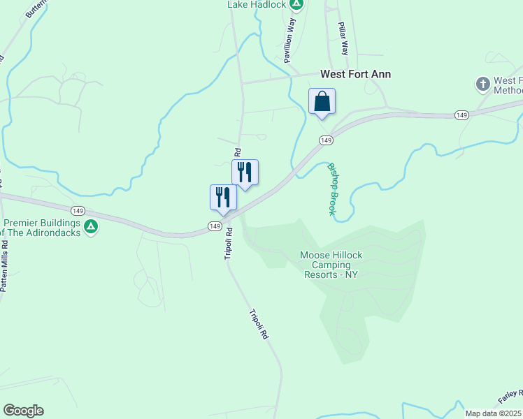 map of restaurants, bars, coffee shops, grocery stores, and more near 10382 New York 149 in Fort Ann