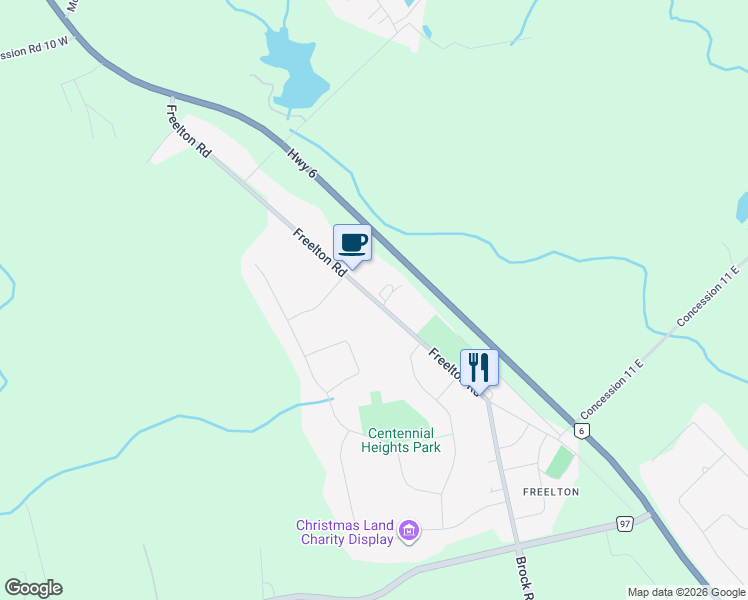 map of restaurants, bars, coffee shops, grocery stores, and more near 241 Freelton Road in Hamilton