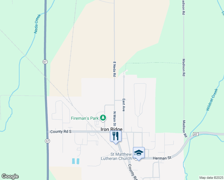 map of restaurants, bars, coffee shops, grocery stores, and more near 220 North Main Street in Iron Ridge